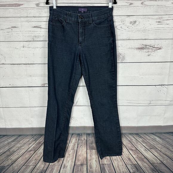 NYDJ Not Your Daughters Jeans Womens 6 Dark Wash Embellished Rhinestone Straight - Picture 1 of 16
